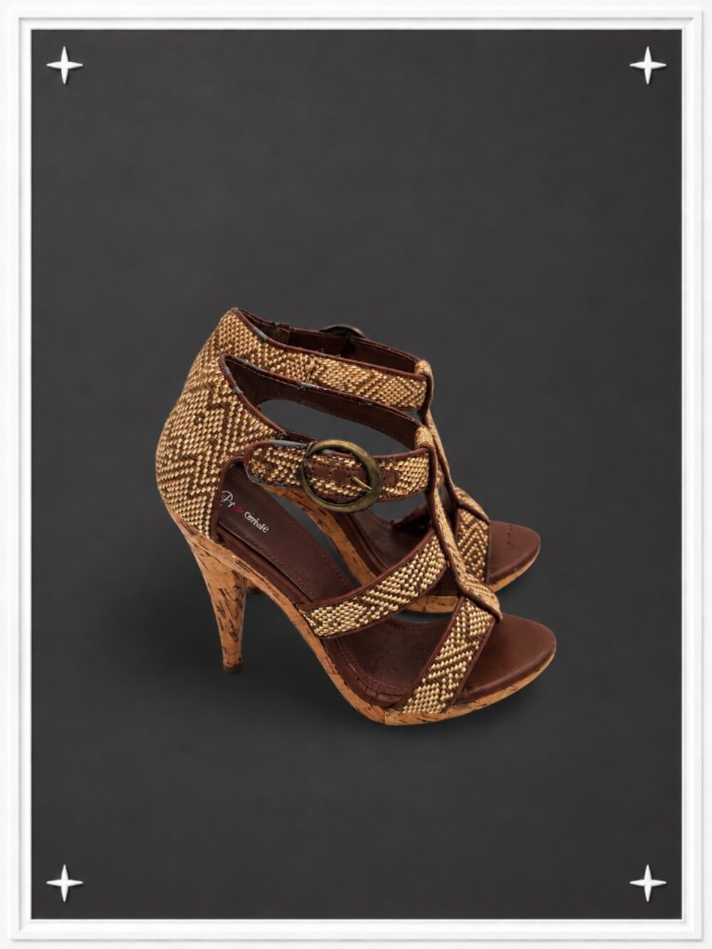 Vintage Y2K! Tan/Cream Woven Strappy Platform Heels | Women's 6.5